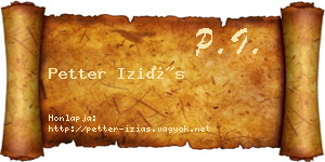 Petter Iziás névjegykártya